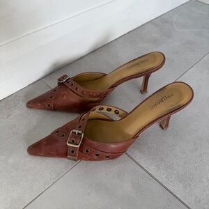 Tony Bianco Cognac Leather Heels with Buckle Detail